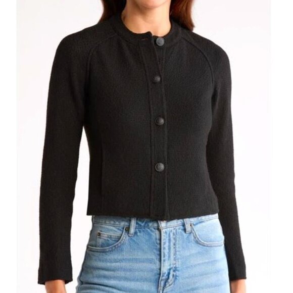 rag & bone Jackets & Blazers - Rag & Bone 'Carol' Textured Woven Sweater-Jacket, Black